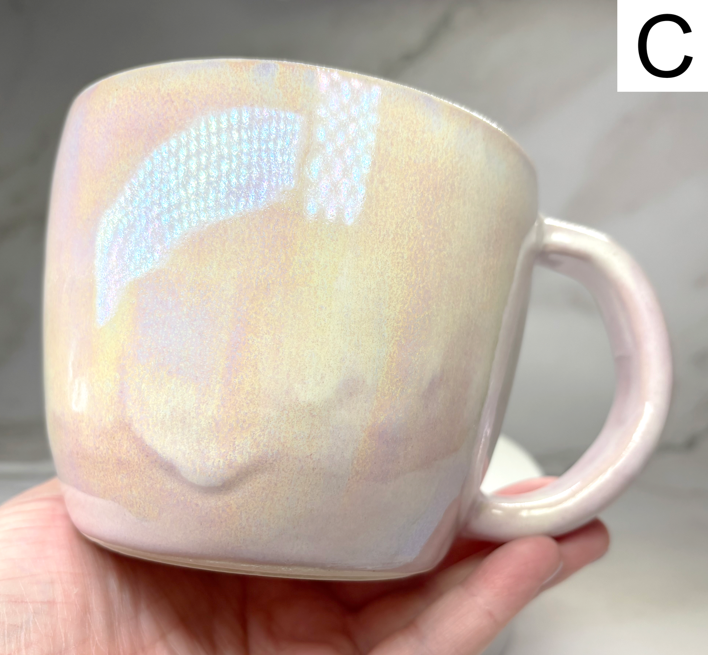 11 oz Iridescent Light Pink Handmade Porcelain Mug | Iridescent Mug | Handmade Ceramic Mug Tea Cup | Pottery Gift