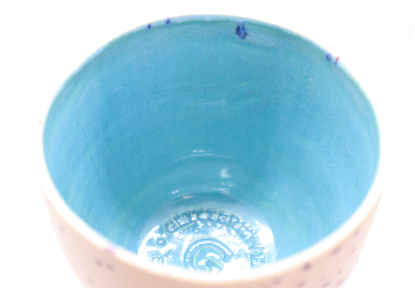 10oz Ivory/Periwinkle Splash Handmade Stoneware Bowl