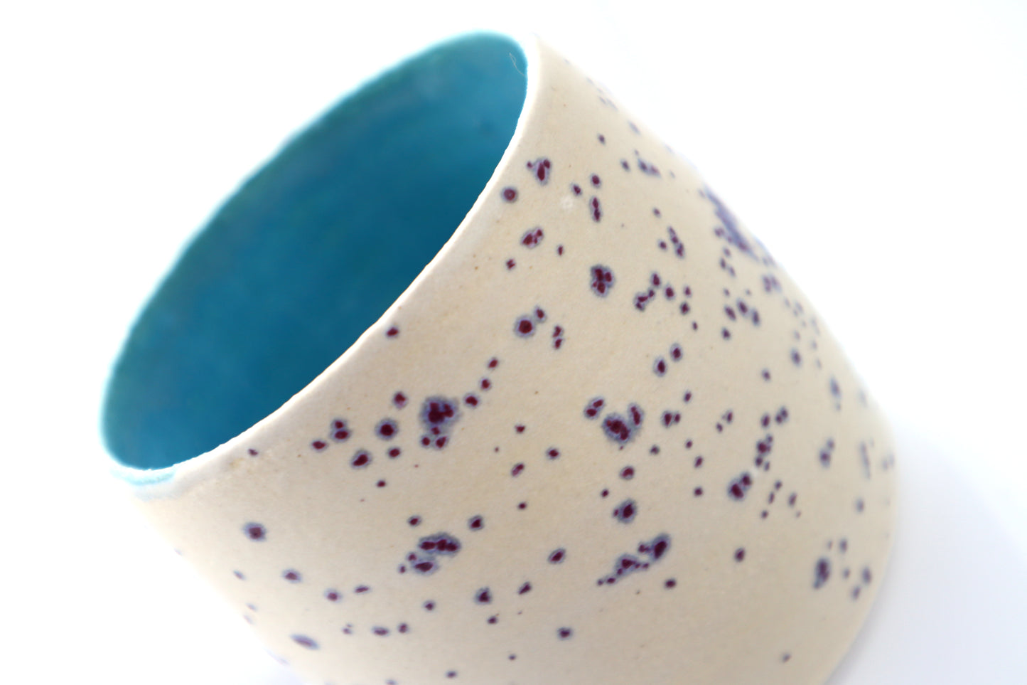 10oz Ivory/Periwinkle Splash Handmade Stoneware Bowl