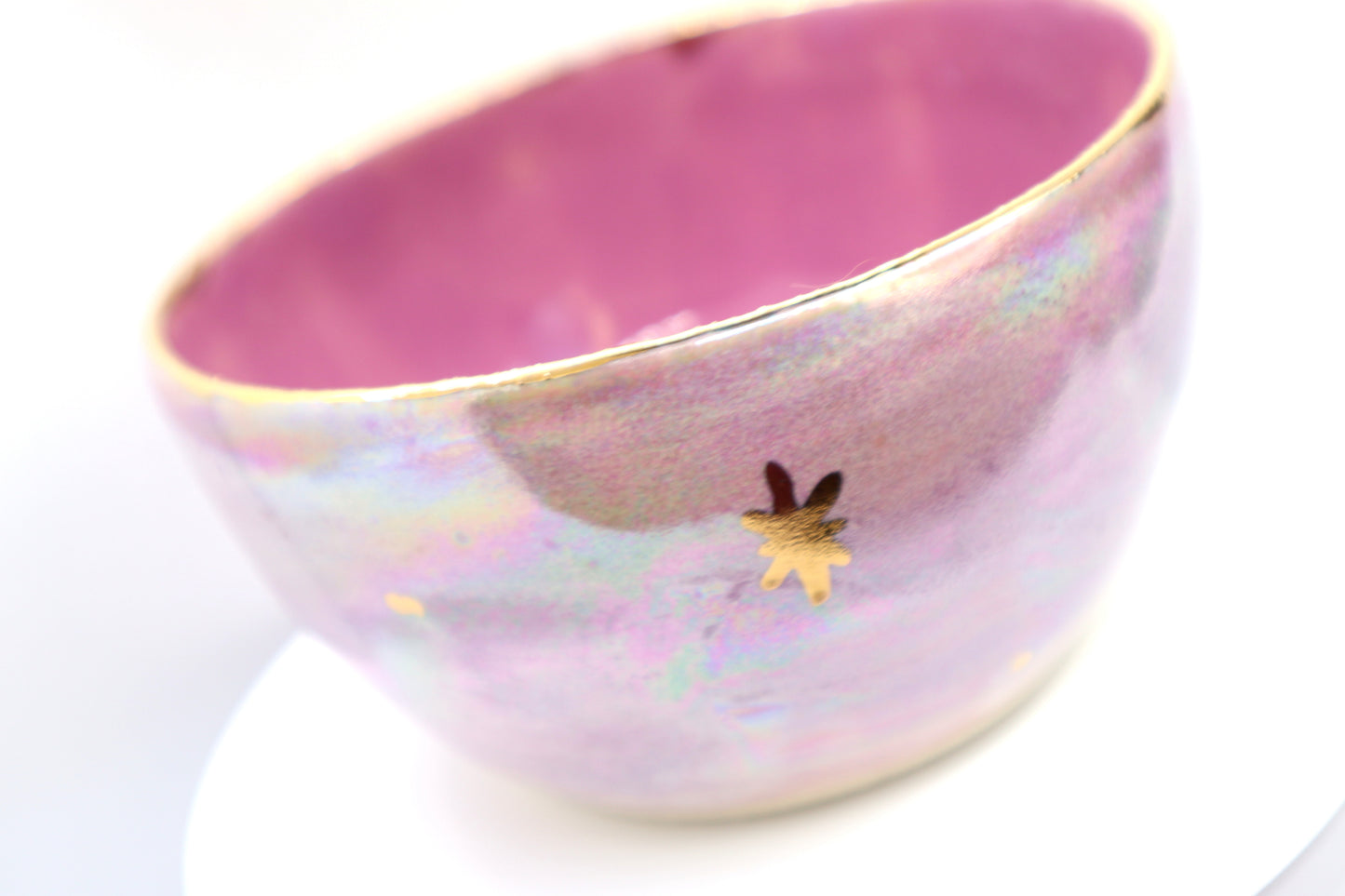 10oz Iridescent Lavender and Gold Handmade Stoneware Bowl