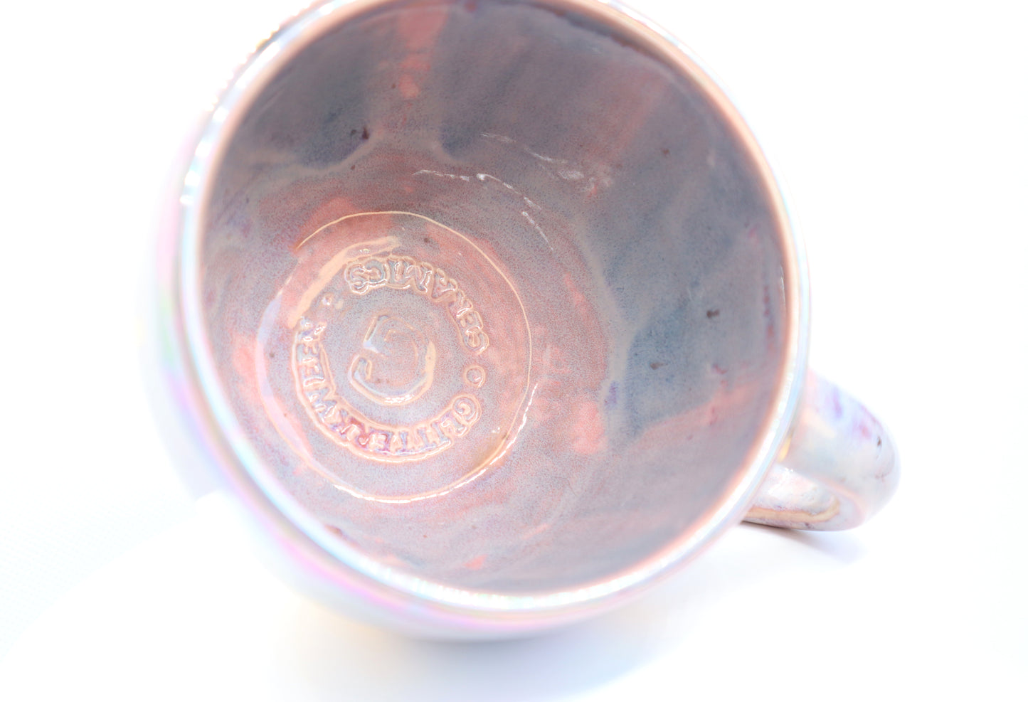 10 oz Iridescent Lavender Gold Drip Handmade Porcelain Mug