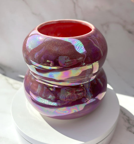 Iridescent Purple & Pink Handmade Porcelain Vase: Glitterkween Ceramics