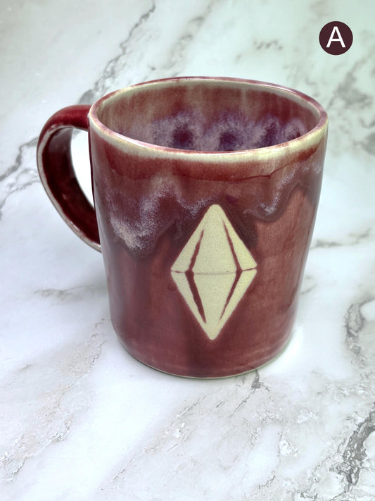 Red Plumbob Stoneware Mug: Handmade Ceramic Coffee Cup