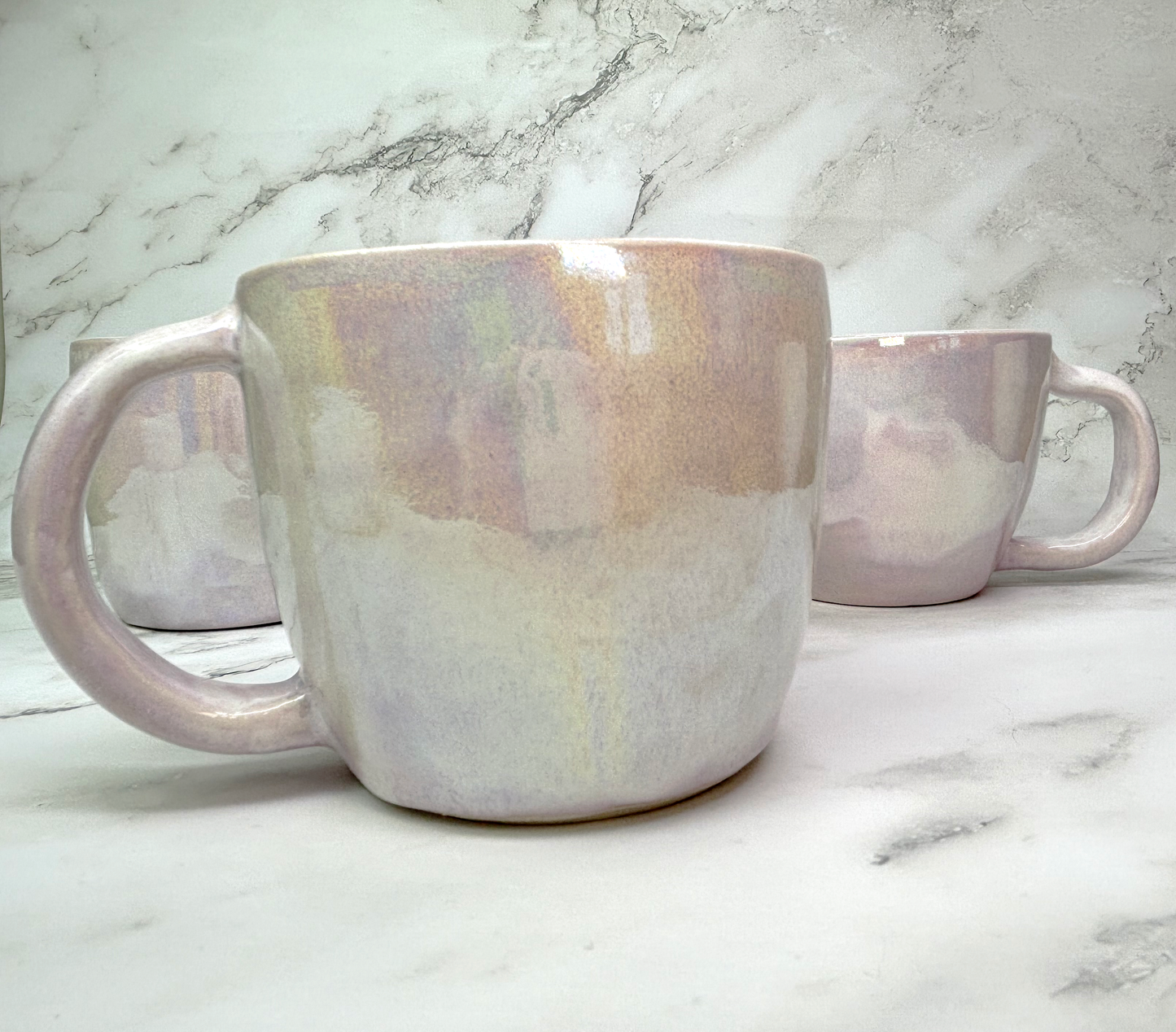 11 oz Iridescent Light Pink Handmade Porcelain Mug | Iridescent Mug | Handmade Ceramic Mug Tea Cup | Pottery Gift