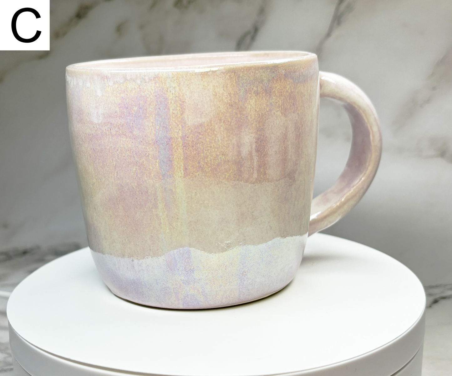 11 oz Iridescent Light Pink Handmade Porcelain Mug | Iridescent Mug | Handmade Ceramic Mug Tea Cup | Pottery Gift