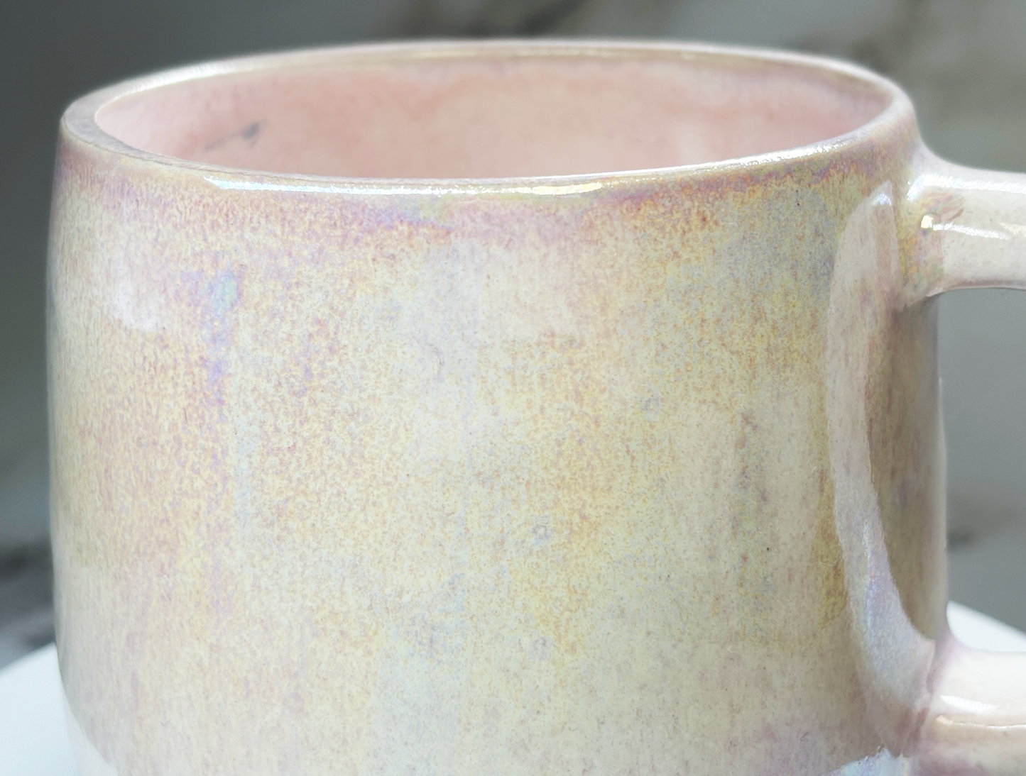 11 oz Iridescent Light Pink Handmade Porcelain Mug | Iridescent Mug | Handmade Ceramic Mug Tea Cup | Pottery Gift