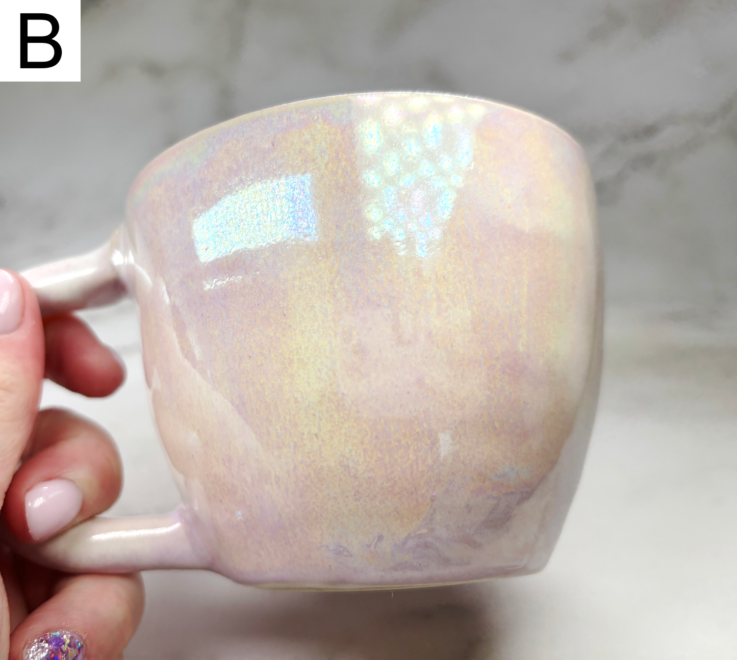 11 oz Iridescent Light Pink Handmade Porcelain Mug | Iridescent Mug | Handmade Ceramic Mug Tea Cup | Pottery Gift