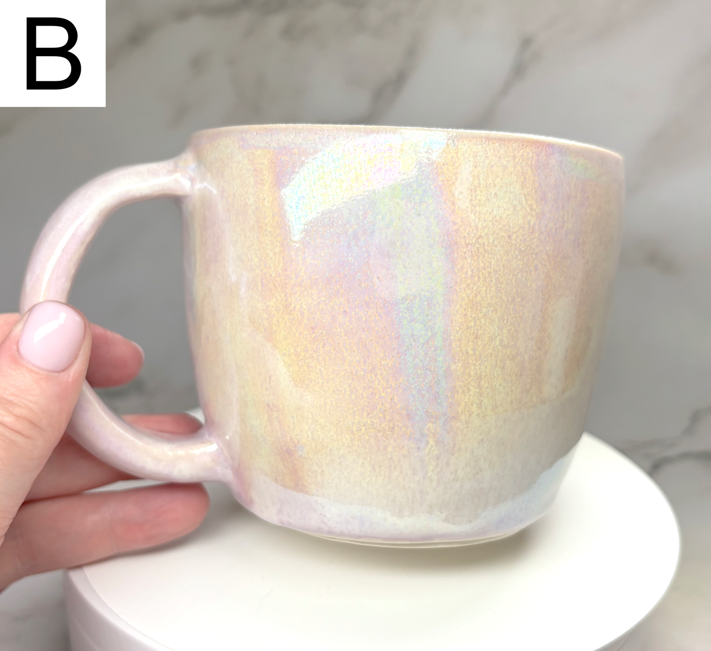 11 oz Iridescent Light Pink Handmade Porcelain Mug | Iridescent Mug | Handmade Ceramic Mug Tea Cup | Pottery Gift